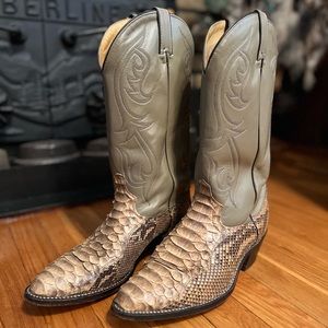 Acme Men’s Western Boots Taupe/Sheen with Snakeskin